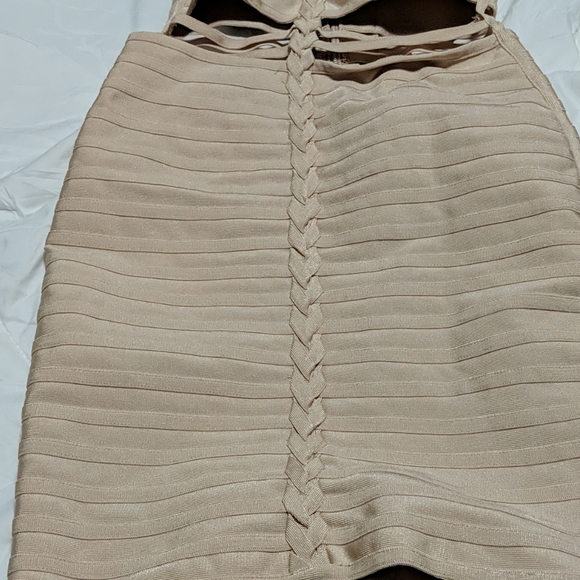 Champagne Fitting Strappy Dress - Picture 3 of 4